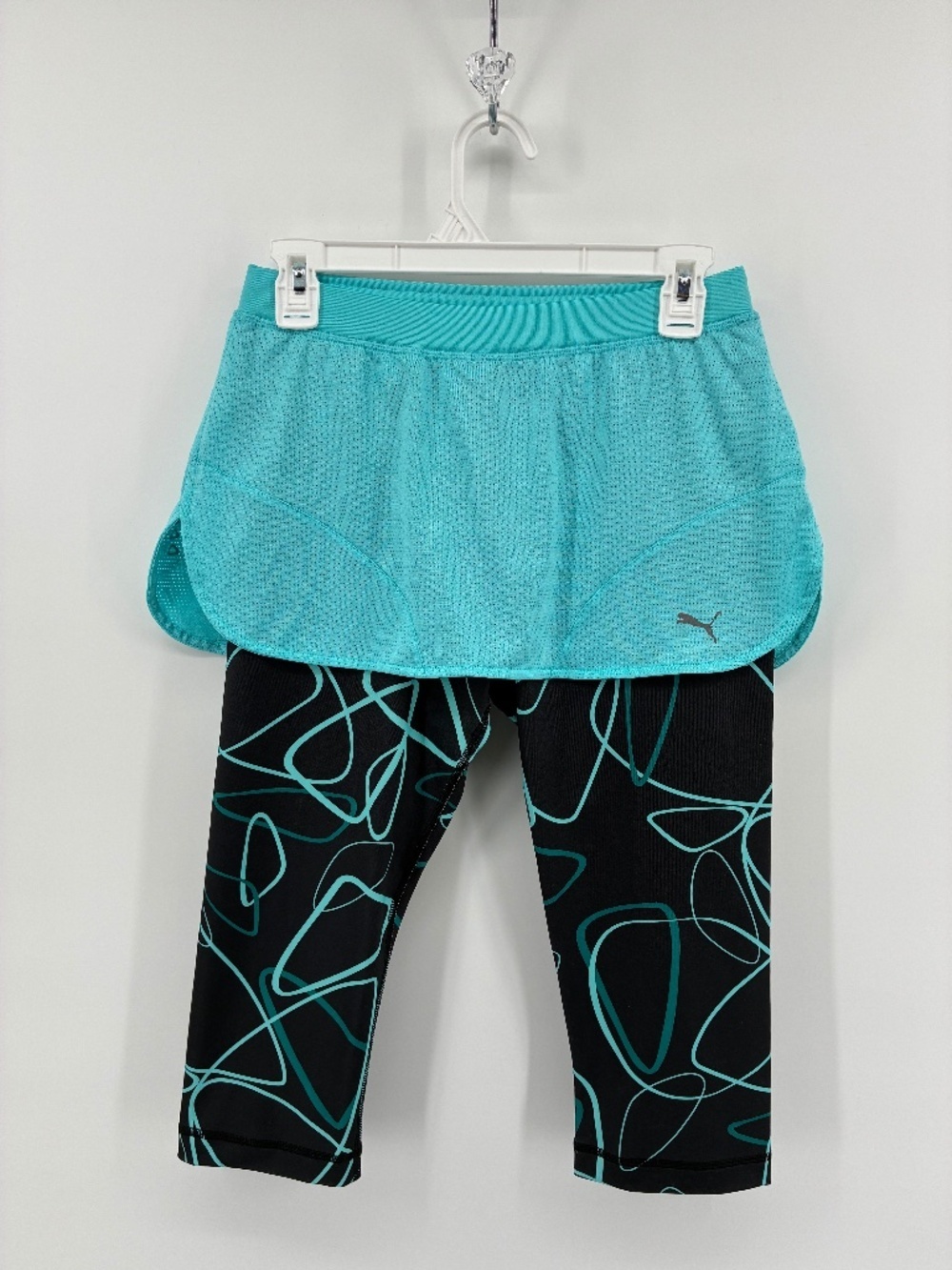 Puma Turquoise and Gray Active Leggings with Skirt